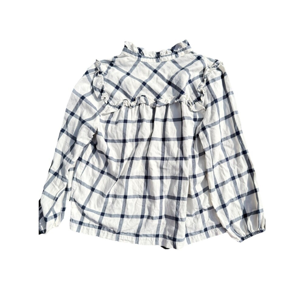 Jcrew Black Label Medium Flannel Blouse Navy White - Picture 8 of 8